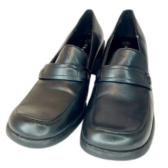 Women's George Black Faux Leather Jessica 2" Block Heel School Shoes Sz 7.5 - Picture 3 of 11